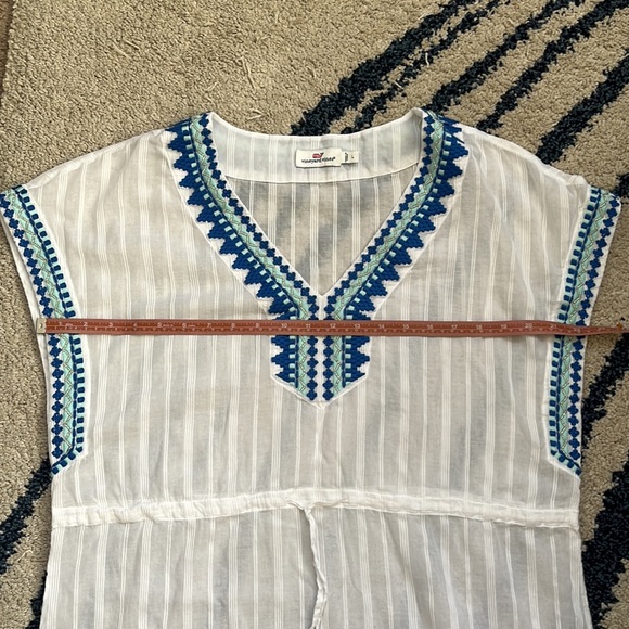 Vineyard vine Embroidered Striped Cotton Maxi Cover-Up Size L - Picture 7 of 10